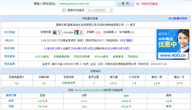 http://www.jinzhengkj.com.cn/在站長工具的查詢數據截圖