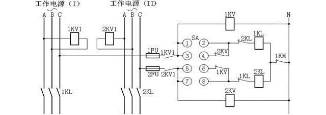 變壓器強油循環風冷卻器工作和備用電源自動切換回路接線圖 變壓器強油循環風冷卻器工作和備用電源自動切換回路接線圖