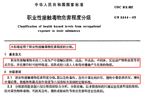 GB 5044-1985 職業性接觸毒物危害程度分級 GB 5044-1985 職業性接觸毒物危害程度分級